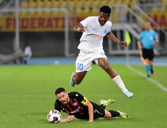 Besart Ibarimi from FC Shkendija and Siyabonga Ngezana from FCSB during UEFA Champions League second qualifying round match between FC Shkendija and FCSB in Skopje, North Macedonia, July 22 2025. IMAGO PETR STOJANOVSKI
