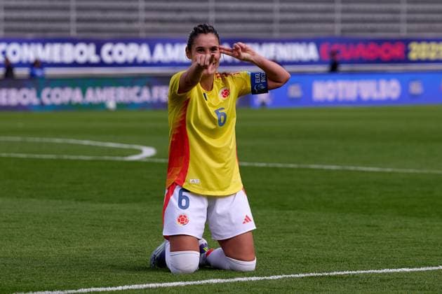 Daniela Montoya of Colombia celebrates her goal during the Group B match of Copa America Feminina between Colombia and Bolivia at Estadio Gonzalo Pozo Ripalda on July 22, 2025 in Quito, Ecuador (Photo by Camilla Stolen Imago) Buenos Aires Ecuador Copyright: xCamillaxStolenx L1044597