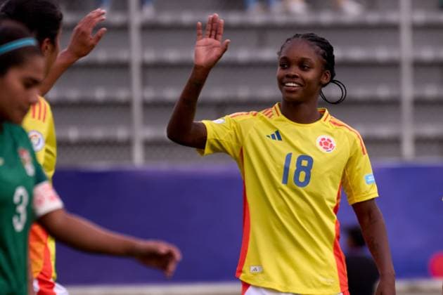 Linda Caicedo of Colombia celebrates her goal during the Group B match of Copa America Feminina between Colombia and Bolivia at Estadio Gonzalo Pozo Ripalda on July 22, 2025 in Quito, Ecuador (Photo by Camilla Stolen Imago) Buenos Aires Ecuador Copyright: xCamillaxStolenx L1044613