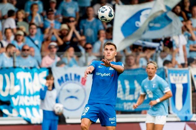 250722 Dmitrijs Zelenkovs of FK RFS during the UEFA Champions League qualifier football match between FK RFS and Malmö FF on July 22, 2025 in Riga. Photo: Christian Örnberg BILDBYRAN COP 166 CO0590 fotboll football soccer fotball uefa champions league qualifiers champions league fk rfs malmö ff bbeng Copyright: CHRISTIANxÖRNBERG BB250722CO127