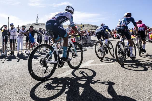 Colombian Santiago Buitrago Sanchez of Bahrain Victorious, Belgian Ilan Van Wilder of Soudal Quick-Step, French Valentin Paret-Peintre of Soudal Quick-Step and Irish Ben Healy of EF Education-EasyPost pictured in action during stage 15 of the 2025 Tour de France cycling race, from Muret to Carcasonne (169 km), on Sunday 20 July 2025 in France. The 112th edition of the Tour de France starts on Saturday 5 July in Lille, France, and will finish in Paris, France on the 27th of July. DIRKxWAEM  x129806784x