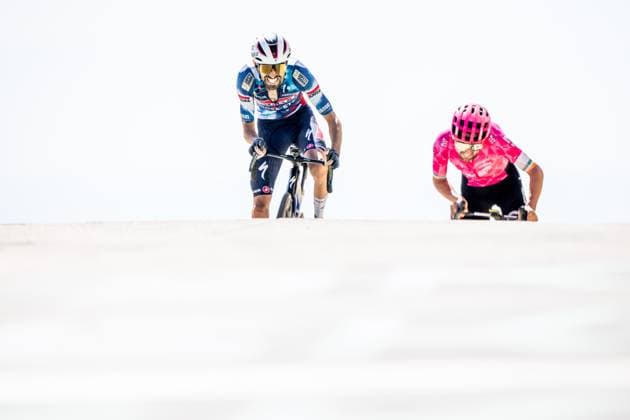 French Valentin Paret-Peintre of Soudal Quick-Step and Irish Ben Healy of EF Education-EasyPost sprint to the finish of pictured at the start of stage 16 of the 2025 Tour de France cycling race, from Montpellier to Mont Ventoux (172 km), on Tuesday 22 July 2025 in France. The 112th edition of the Tour de France starts on Saturday 5 July in Lille, France, and will finish in Paris, France on the 27th of July. JASPERxJACOBS  x129807588x
