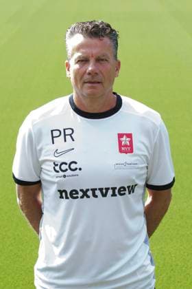 2025-07-23 MVV Maastricht - Photocall MAASTRICHT, NETHERLANDS - JULY 23: Peter Reynders of MVV Maastricht during a Photocall of MVV Maastricht at Stadion De Geusselt on July 23, 2025 in Maastricht, Netherlands. Maastricht Stadion De Geusselt Netherlands Content not available for redistribution in The Netherlands directly or indirectly through any third parties. Copyright: xFrankxKerbuschx