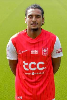 2025-07-23 MVV Maastricht - Photocall MAASTRICHT, NETHERLANDS - JULY 23: Camil Mmae of MVV Maastricht during a Photocall of MVV Maastricht at Stadion De Geusselt on July 23, 2025 in Maastricht, Netherlands. Maastricht Stadion De Geusselt Netherlands Content not available for redistribution in The Netherlands directly or indirectly through any third parties. Copyright: xFrankxKerbuschx