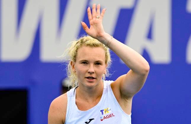 Czech tennis player Katerina Siniakova celebrates victory against Dominika Salkova of Czech at the WTA, Tennis Damen Livesport Prague Open 2025 on the courts of TK Sparta Prague, in Prague, Czech Republic, on July 23, 2025. (CTKxPhoto RomanxVondrous) CTKPhotoP2025072305500  CTKPhotoP2025072305500