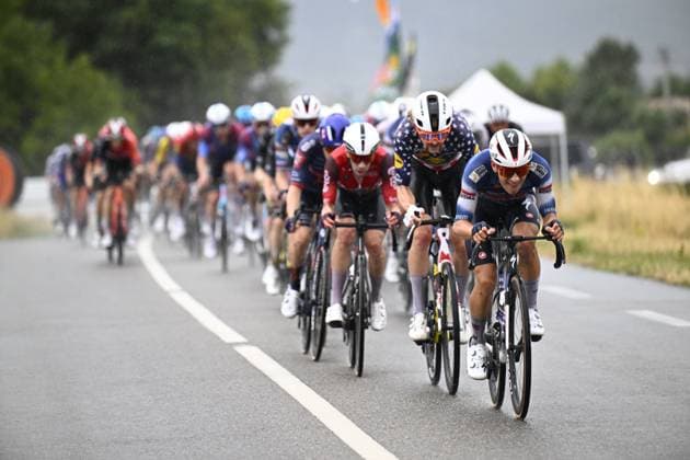 The pack of riders pictured in action during stage 17 of the 2025 Tour de France cycling race, from Bollene to Valence (161km), on Wednesday 23 July 2025 in France. The 112th edition of the Tour de France starts on Saturday 5 July in Lille, France, and will finish in Paris, France on the 27th of July. JASPERxJACOBS  x129862476x