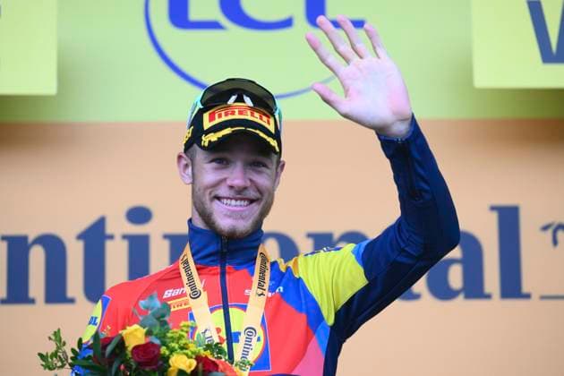 Tour de France 2025 Stage 17 VALENCE, FRANCE - JULY 23 : Milan Jonathan (ITA) of Lidl - Trek pictured during the podium ceremony of stage 17 of the 112th edition of Tour de France an UCI World Tour 2.UWT cycling road race stage for Men Elite of 161 km with start in Bollene and finish in Valence on July 23, 2025 in Valence, France, 23 07 2025 ( Motordriver Kenny Verfaillie - Valence France  Copyright: xVincentxKalutx