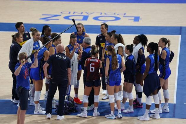 LODZ 23.07.2025 SIATKOWKA KOBIET CWIERCFINAL LIGA NARODOW MECZ : WLOCHY - USA WOMEN™S VOLLEYBALL VNL NATIONS LEAGUE QUATERFINALS MATCH : ITALY - USA NZ ZAWODNICZKI Z WLOCH FOT. WERONIKA KRZEMINSKA - POLEC ARENA AKCJI NEWSPIX.PL --- newspix.pl 