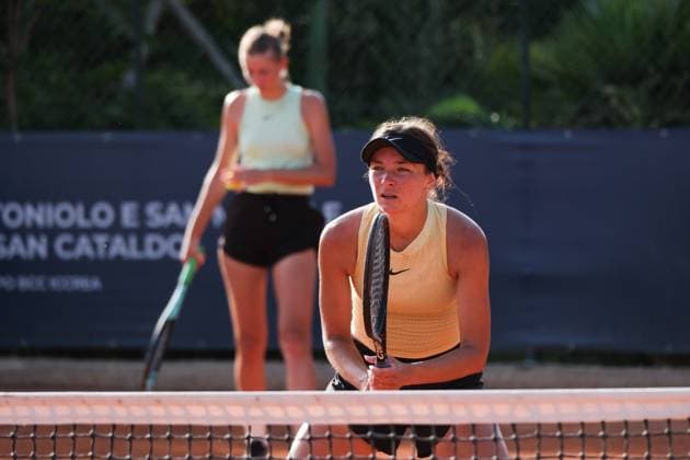 Tara Wurth and Renata Jamrichova in action against Maryna Kolb and Nadiya Kolb during the 36th Palermo Ladies Open at Country Time Club during 36Â° Palermo Ladies Open, International Tennis match in Palermo, Italy, July 23 2025  Copyright: xFedericoxSerra IPAxSportx xipa-agency.netx xx IPA_60824617 IPA_Agency_IPA60824617