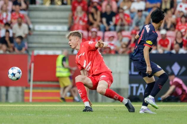 Champions Leauge Qualification 2025 SK Brann FC Red Bull Salzburg Bergen 20250723 Branns Rasmus Holten during the Champions Leauge qualifier between SK Brann and FC Red Bull Salzburg at Brann Stadium Photo Paul S Amundsen NTB Bergen Norway EDITORIAL USE ONLY RESTRICTED USE FOR BETTING COMPANIES  Copyright: xPaulxS.xAmundsenx xNTBx