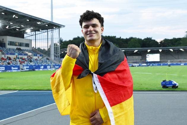 FISU World University Games Summer, 16.07-27.07.2025, Leichtathletik, athletics, Stadion Bochum Wattenscheid, , HHammerwurf männer, Hammer Throw men Finale , Merlin Hummel, Deutschland *** FISU World University Games Summer, 16 07 27 07 2025, Leichtathletik, athletics, Stadion Bochum Wattenscheid, , HHammerwurf männer, Hammer Throw men Final , Merlin Hummel, Germany