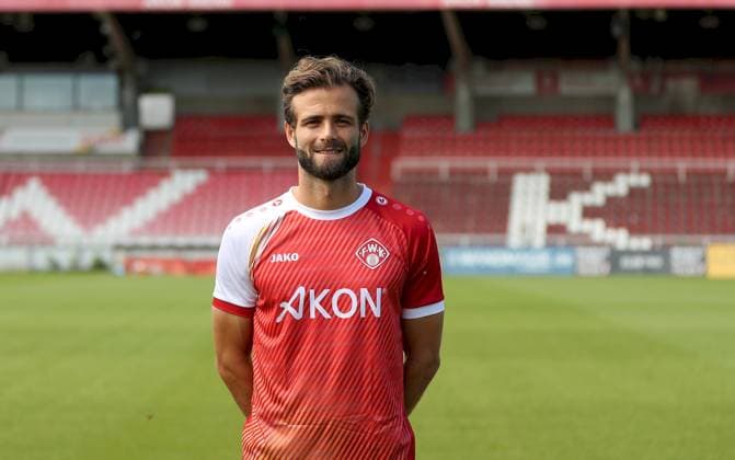 24.07.2025, Regionalliga Bayern, FC Wuerzburger Kickers, Regionalliga Bayern, Portraettermin 2025 2026 v.li.: Daniel Haegele (FC Wuerzburger Kickers), Einzelbild, Portrait, Querformat Wuerzburg AKON ARENA Bayern Deutschland