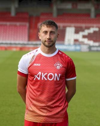 24.07.2025, Regionalliga Bayern, FC Wuerzburger Kickers, Regionalliga Bayern, Portraettermin 2025 2026 v.li.: Dominik Meisel (FC Wuerzburger Kickers), Einzelbild, Portrait, Hochformat Wuerzburg AKON ARENA Bayern Deutschland