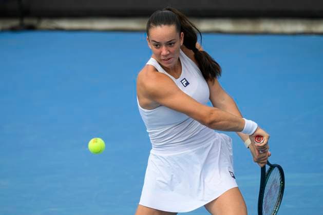 Czech tennis player Tereza Valentova playes against Jessika Ponchet of France at the WTA, Tennis Damen Livesport Prague Open 2025 on the courts of TK Sparta Prague, in Prague, Czech Republic, on July 24, 2025. (CTKxPhoto MichalxKamaryt) CTKPhotoP2025072403687  CTKPhotoP2025072403687