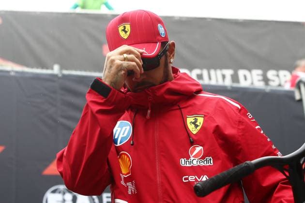 24.07.2025, xsvx, Motorsport FIA Formel 1, Großer Preis von Belgien v.l. Lewis Hamilton (Ferrari) Startnummer 44 (FIA REGULATIONS PROHIBIT ANY USE OF PHOTOGRAPHS as IMAGE SEQUENCES and or QUASI-VIDEO) Spa