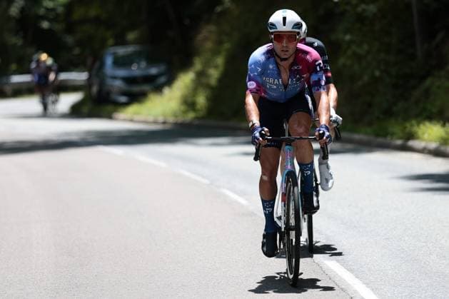 Kazakh Alexey Lutsenko of Israel-Premier Tech pictured in action during stage 18 of the 2025 Tour de France cycling race, from Vif to Courchevel Col de la Loze, on Thursday 24 July 2025 in France. The 112th edition of the Tour de France starts on Saturday 5 July in Lille, France, and will finish in Paris, France on the 27th of July. POOLxLUCAxBETTINI  x129921210x