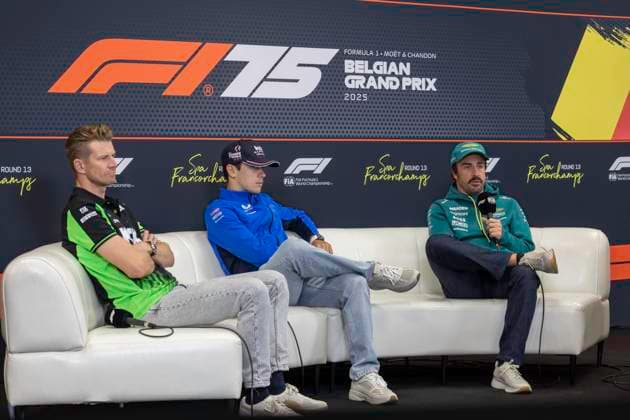 Belgian Grand Prix Formula One 2025 SPA-FRANCORCHAMPS, BELGIUM - JULY 24 : Hulkenberg ,Colapinto,Alonso,during the Belgian Grand Prix Formula One Spa Francorchamps on July 24, 2025 in Spa-Francorchamps, Belgium, 24 07 2025 Spa-Francorchamps Belgium  Copyright: xBenoitxBouchezx