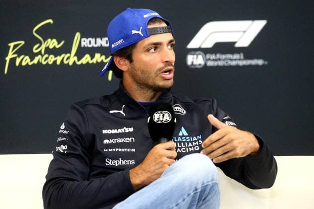24.07.2025, xsvx, Motorsport FIA Formel 1, Großer Preis von Belgien v.l. Pressekonferenz Carlos Sainz (Williams Racing) Startnummer 55 (FIA REGULATIONS PROHIBIT ANY USE OF PHOTOGRAPHS as IMAGE SEQUENCES and or QUASI-VIDEO) Spa