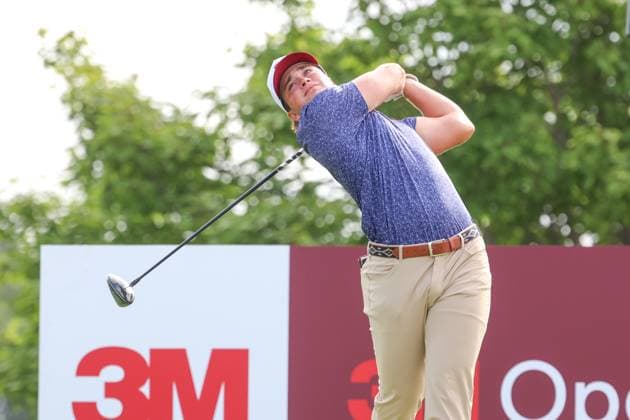 July 24th, 2025: Michael La Sasso of the United States hits his shot on the first tee during the first round of the 3M Open 2025 at TPC Twin Cities on July 24, 2025 in Blaine, Minnesota. -CSM Blaine USA - ZUMAc04_ 20250724_zma_c04_080 Copyright: xStevenxGarciax