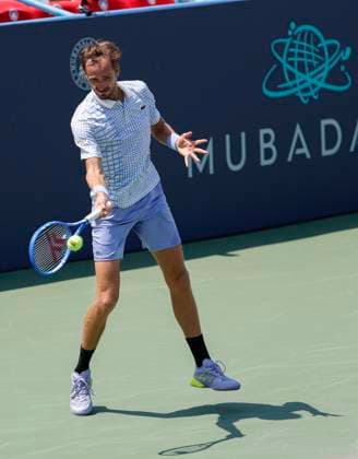 July 24, 2025: Daniil Medvedev hits a fore hand shot against Yibing Wu during the 2025 Mubadala Citi DC Open tennis tournament being played at Rock Creek Park Tennis Center in Washington, D.C. CSM District Of Columbia United States of America - ZUMAc04_ 20250724_zma_c04_102 Copyright: xJustinxCooperx