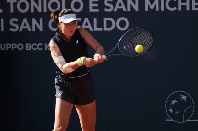 TENNIS - Internazionali di Tennis - 36° Palermo Ladies Open Estelle Cascino and Shuo Feng in action against Amina Anshba and Tatiana Prozorova during the 36th Palermo Ladies Open at Country Time Club during 36Â° Palermo Ladies Open, International Tennis match in Palermo, Italy, July 24 2025 Palermo Italy  Copyright: xIPAxSport ABACAx