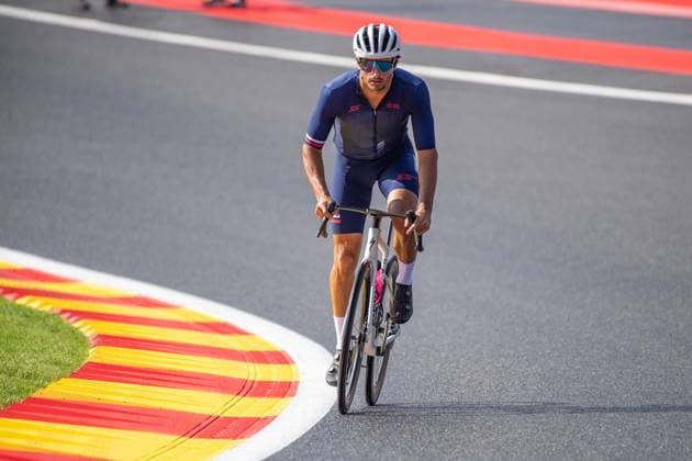 Formel 1 GP Spa Belgien. Donnerstag, 24.07.2025 Carlos Sainz 55, Williams Racing auf dem Rennrad; Formel 1 GP Spa Belgien. Donnerstag, 24.07.2025 Copyright: xBEAUTIFULxSPORTS Erlhofx