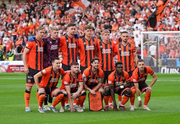 Dundee United starting eleven team picture before kick off. Dundee United v UNA Strassen, UEFA Conference League, 2nd Qualifying Round, First Leg, Football, CalForth Construction Arena at Tannadice Park, Dundee, UK - 24 Jul 2025Dundee CalForth Construction Arena at T Scotland United Kingdom EDITORIAL USE ONLY No use with unauthorised audio, video, data, fixture lists, club league logos or live services. Online in-match use limited to 120 images, no video emulation. No use in betting, games or single club league player publications. Copyright: xStuartxWallace Shutterstockx 15410835b