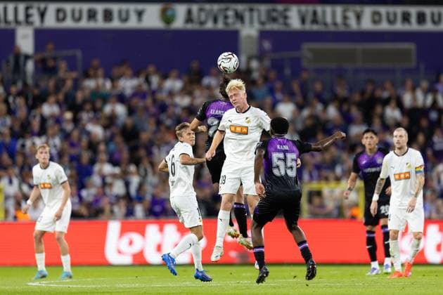 250724 Isak Brusberg of Häcken during the UEFA Europa League second qualifying round match between Anderlecht and Häcken on July 24, 2025 in Brussels. Photo: Michael Erichsen BILDBYRAN COP 89 MI0855 anderlecht bbeng europa league football fotball fotboll häcken kval qualification qualifying round soccer uefa europa league Copyright: MICHAELxERICHSEN BB250724MI081
