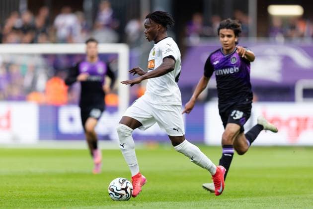 250724 Severin Nioule of Häcken during the UEFA Europa League second qualifying round match between Anderlecht and Häcken on July 24, 2025 in Brussels. Photo: Michael Erichsen BILDBYRAN COP 89 MI0855 anderlecht bbeng europa league football fotball fotboll häcken kval qualification qualifying round soccer uefa europa league Copyright: MICHAELxERICHSEN BB250724MI128