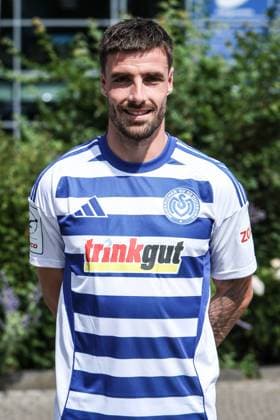 Fussball, 3.Liga Saison 2025 2026 Team- und Porträtfototermin MSV Duisburg 24.07.2025, schauinsland-reisen-arena Moritz Montag (MSV Duisburg, 2) Duisburg schauinsland-reisen-arena Nordrhein-Westfalen Deutschland
