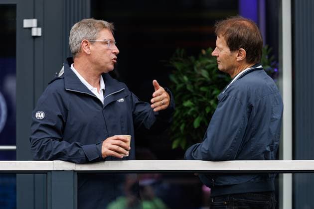 Bernd Maylaender mit Michael Schmidt (Journalist), Grosser Preis von Belgien, Motorsport, Formel 1, Saison 2025, 25.07.2025 Grosser Preis von Belgien, Motorsport, Formel 1, Saison 2025, 25.07.2025 Copyright: xEibner-Pressefoto AlexanderxNeisx EP_ANS