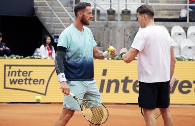 TENNIS - ATP, Tennis Herren Generali Open 2025 KITZBUEHEL,AUSTRIA,25.JUL.25 - TENNIS - ATP World Tour, Generali Open. Image shows Albano Olivetti (FRA) and Hendrik Jebens (GER).  GEPAxpictures xMatthiasxHauer