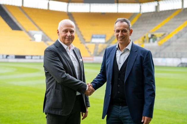 Der neue Geschaeftsfuehrer Rachid Azzouzi zusammen mit dem Aufsichtsratsvorsitzenden Ralph Gillessen Pressekonferenz zur Vorstellung von Rachid Azzouzi als neuen Geschäftsführer Sport, Fussball, 3. Liga, Saison 2025 2026, 25.07.2025 Pressekonferenz zur Vorstellung von Rachid Azzouzi als neuen Geschäftsführer Sport, Fussball, 3. Liga, Saison 2025 2026, 25.07.2025 Aachen Copyright: xEibner-Pressefoto J.xDerondeaux EP_JDU