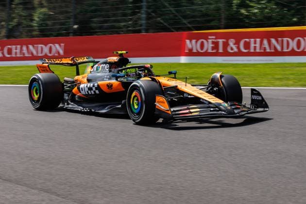 Lando Norris (McLaren Formula 1 Team, 04) mit seinem Auto auf der Strecke, Grosser Preis von Belgien, Motorsport, Formel 1, Saison 2025, 25.07.2025 Grosser Preis von Belgien, Motorsport, Formel 1, Saison 2025, 25.07.2025 Spa Franchorchamps Copyright: xEibner-Pressefoto AlexanderxNeisx EP_ANS