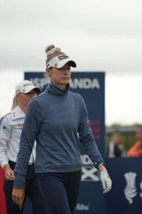 25th July 2025; Dundonald Links, Irvine, Scotland ISPS HANDA Womens Scottish Open Golf Round 2; Nelly Korda walks down the fairway after playing her tee shot at the 10th hole  AlecxBrown