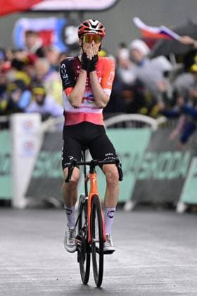 Dutch Thymen Arensman of Ineos Grenadiers pictured winning stage 19 of the 2025 Tour de France cycling race, from Albertville to La Plagne (130km), on Friday 25 July 2025 in France. The 112th edition of the Tour de France starts on Saturday 5 July in Lille, France, and will finish in Paris, France on the 27th of July. DIRKxWAEM  x129999158x