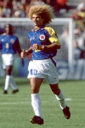 CARLOS VALDERRAMA, Colombia, World Cup, France 1998, Romania vs Colombia 1-0, 15-06-1998, Azione, Action, Single shot CAMPIONATI MONDIALI FRANCIA 1998 ROMANIA-COLOMBIA 1-0