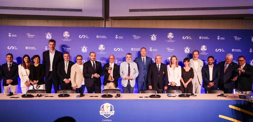 July 25, 2025, Caldes De Malavella, Girona, SPAIN: Attendees at the press conference, PK, Pressekonferenz presentation Ryder Cup 2031 at Camiral Golf & Wellness on July 25, 2025 in Caldes de Malavella, Girona, Spain. Caldes De Malavella SPAIN - ZUMAa181 20250725_zaa_a181_038 Copyright: xJavierxBorregox