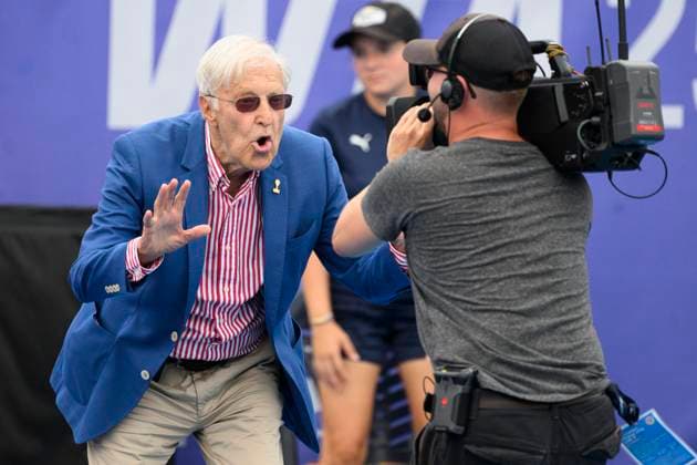 Wimbledon winner Jan Kodes arrives at the ceremony to receive the Karel Kozeluh medal for services to the development of Czech tennis, within the WTA, Tennis Damen Livesport Prague Open 2025 women s singles semifinals on the courts of TK Sparta Prague, in Prague, Czech Republic, on July 25, 2025. (CTKxPhoto MichalxKamaryt) CTKPhotoP2025072505750  CTKPhotoP2025072505750