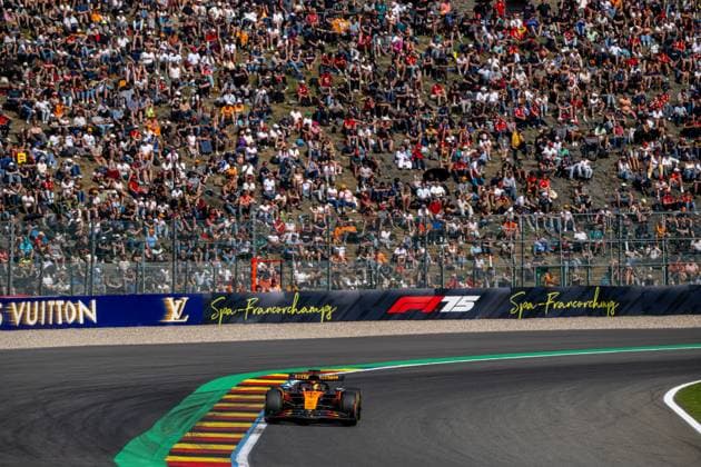 STAVELOT, BELGIUM: Oscar Piastri, racing for the McLaren F1 team during the 2025 Formula 1 Belgian Grand Prix at the Circuit de Spa-Francorchamps in Stavelot, Belgium