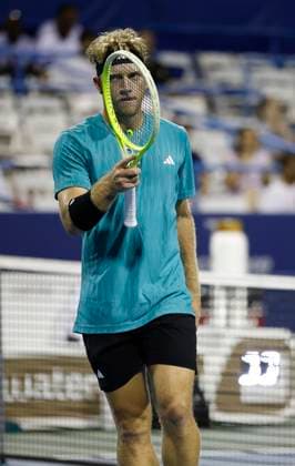 July 25, 2025: Alejandro Davidovich Fokina in his match against Taylor Fritz during the 2025 Mubadala Citi DC Open tennis tournament being played at Rock Creek Park Tennis Center in Washington, D.C. CSM District Of Columbia United States of America - ZUMAc04_ 20250725_zma_c04_310 Copyright: xJustinxCooperx