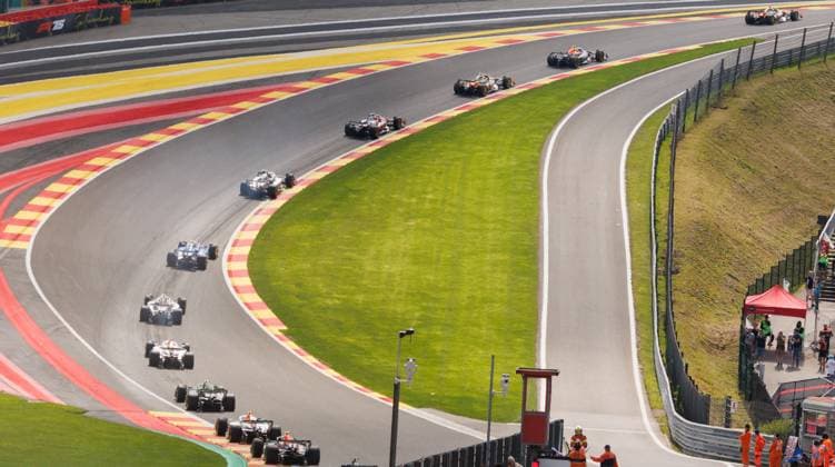 Illustration taken at the Raidillon showing first lap of a sprint race ahead of the Grand Prix F1 of Belgium race, in Spa-Francorchamps, Saturday 26 July 2025. The Spa-Francorchamps Formula One Grand Prix takes place this weekend, from July 24th to July 27th. BENOITxDOPPAGNE  x130044617x