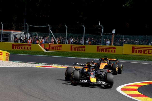 1 Max Verstappen (NLD, Oracle Red Bull Racing), 81 Oscar Piastri (AUS, McLaren F1 Team), F1 Grand Prix of Belgium at Circuit de Spa-Francorchamps on July 26, 2025 in Spa-Francorchamps, Belgium. (Photo by HOCH ZWEI) Spa-Francorchamps Belgium