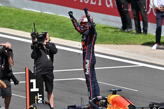 Red Bull Racing Dutch rider Max Verstappen celebrates after winning a sprint race ahead of the Grand Prix F1 of Belgium race, in Spa-Francorchamps, Saturday 26 July 2025. The Spa-Francorchamps Formula One Grand Prix takes place this weekend, from July 24th to July 27th. JONASxROOSENS  x130045513x