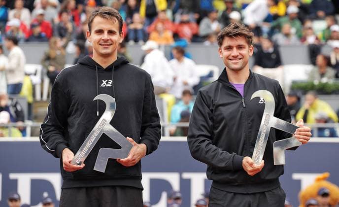 TENNIS - ATP, Tennis Herren Generali Open 2025 KITZBUEHEL,AUSTRIA,26.JUL.25 - TENNIS - ATP World Tour, Generali Open. Image shows Petr Nouza (CZE) and Patrik Rikl (CZE).  GEPAxpictures xMatthiasxHauer