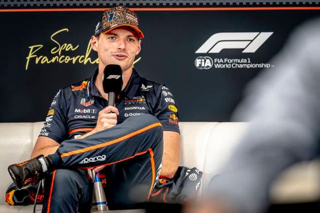 Formule 1 driver MAX Verstappen of Red Bull Racing during te press conference, PK, Pressekonferenz after the sprintrace during the sprintrace and qualification Grand Prix Formula 1 Spa Francorchamps 2025 at the Circuit Spa Francorchamps for the Formula 1 MoÃ«t & Chandon Belgium Grand Prix 2025 season 2025-2026 in SPA, Belgium on 26 july 2025, (photo by Marcel van Dorst EYE4images DeFodi Images)