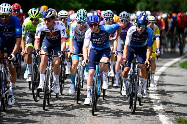 Tour de Wallonie 2025 Stage 1 NASSOGNE, BELGIUM - JULY 26 : Rider of Team Israel - Premier Tech in action during stage 1 of the 30th edition of Tour de Wallonie an UCI ProSeries 2.Pro cycling road race stage for Men Elite of 182 km with start in Nassogne and finish in Nassogne on July 26, 2025 in Nassogne, Belgium, 26 07 2025 ( Motordriver Pieter Van Herzele - Nassogne Belgium  Copyright: xTomasxSiskx