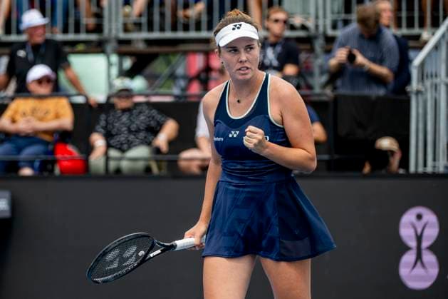 Czech tennis player Linda Noskova playes against Czech Marie Bouzkova at the WTA, Tennis Damen Livesport Prague Open 2025 women s singles final on the courts of TK Sparta Prague, in Prague, Czech Republic, on July 26, 2025. (CTKxPhoto OndrejxDeml) CTKPhotoP2025072603597  CTKPhotoP2025072603597