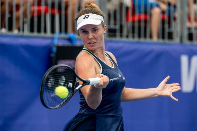 Czech tennis player Linda Noskova playes against Czech Marie Bouzkova at the WTA, Tennis Damen Livesport Prague Open 2025 women s singles final on the courts of TK Sparta Prague, in Prague, Czech Republic, on July 26, 2025. (CTKxPhoto OndrejxDeml) CTKPhotoP2025072603602  CTKPhotoP2025072603602