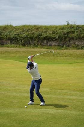 26th July 2025; Dundonald Links, Irvine, Scotland ISPS HANDA Womens Scottish Open Golf Round 3; Akie Iwai hits her approach shot into the green  AlecxBrown